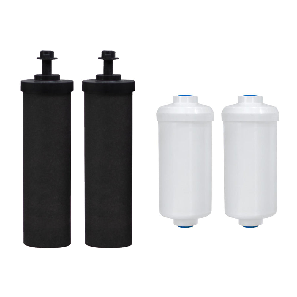 Filteroo® 8” Stainless Steel Gravity Water Filter with Fluoride Removal Cartridge Pack1