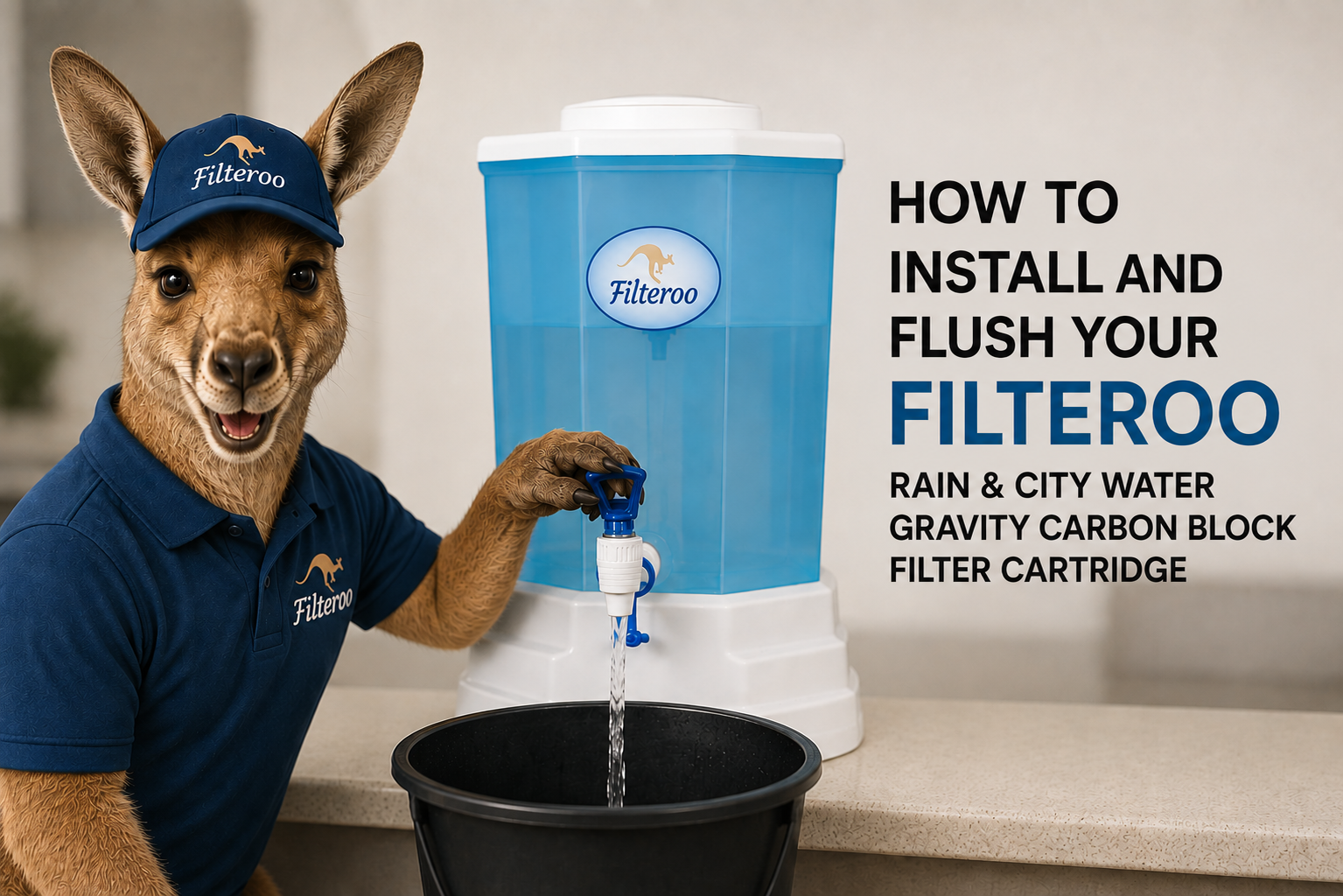 How to Install & Flush 5.5” Filteroo Rain & City Water Gravity Carbon Block Filter Cartridge