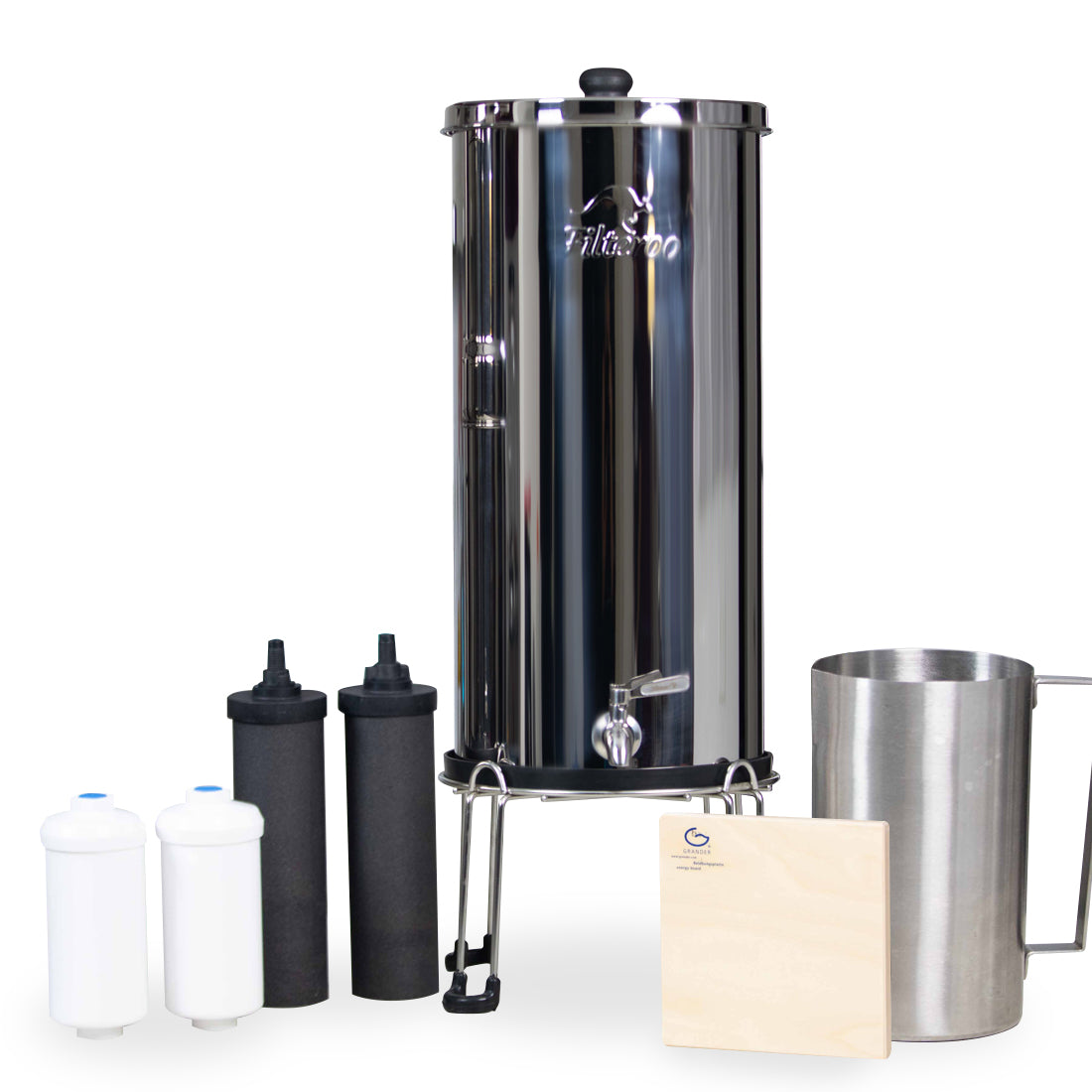 Filteroo® Superoo Stainless Steel Gravity Water Filter with Grander Revitalised Structured Water Energy
