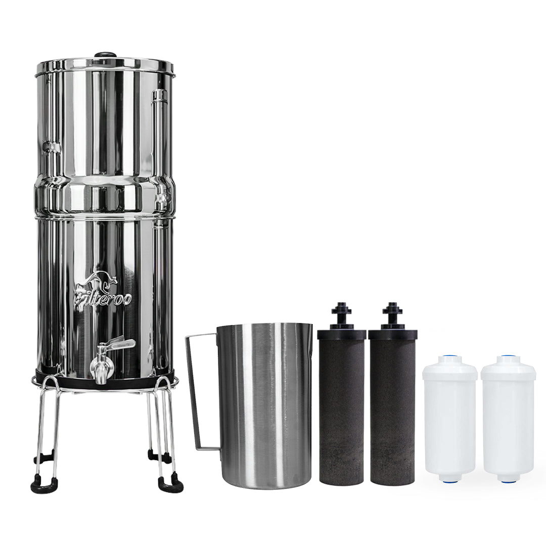 Filteroo® Stainless Steel Gravity Water Filter with Fluoride Removal