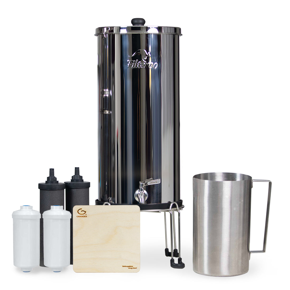 Filteroo® Superoo 12L, 16L, & 20L Stainless Steel Gravity Water Filter with Grander Revitalised Structured Water