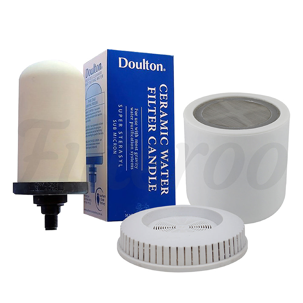 Replacement Cartridge Pack for Filteroo Ceramic Stoneware Gravity Water Purifier with Doulton Candle